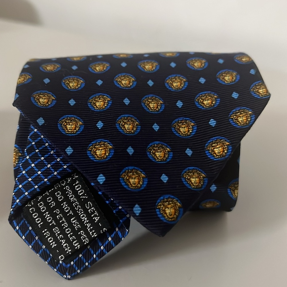 Gianni Versace Blue Patterned Tie - image 6